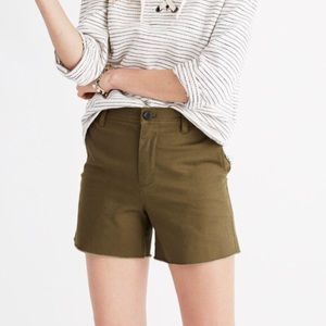 Madewell High Rise Twill Shorts Olive